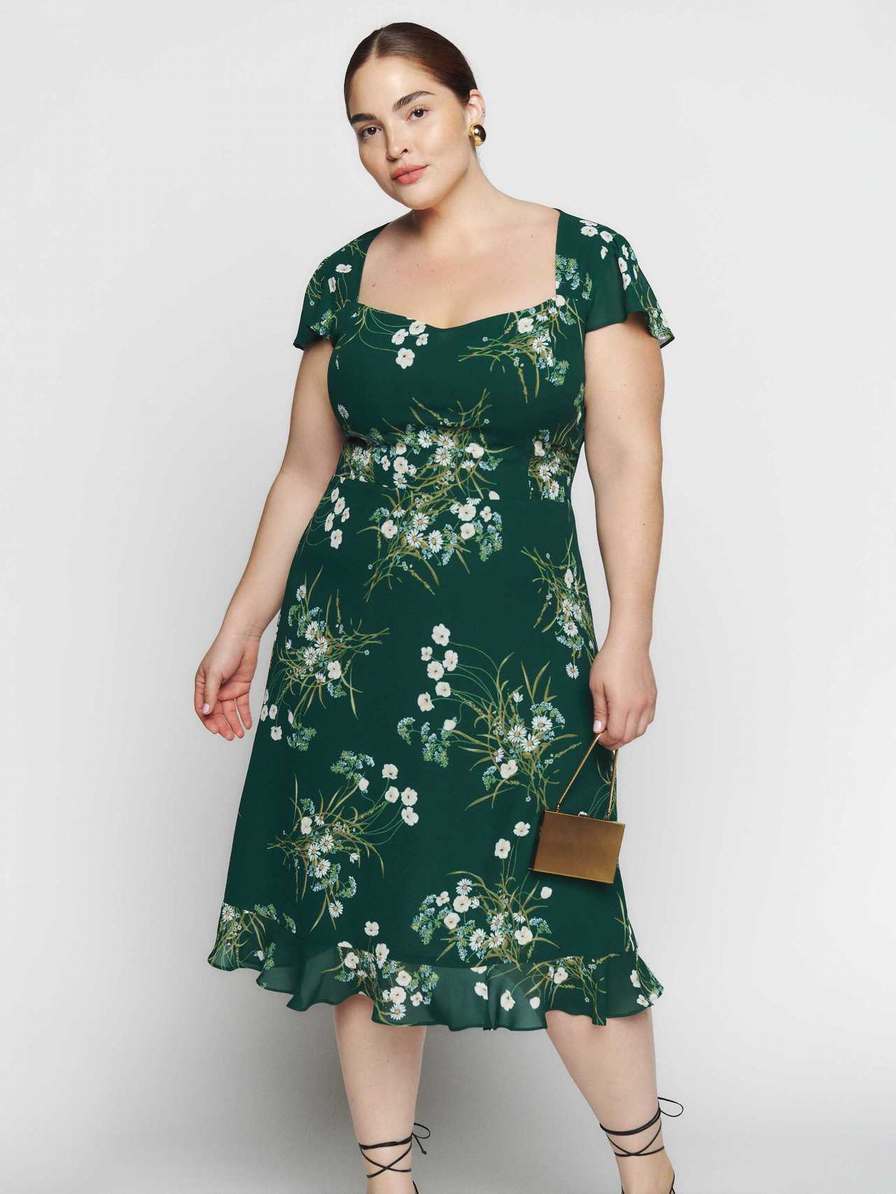 Women's Reformation Rosi Es Dress Dark Green | USA-712306