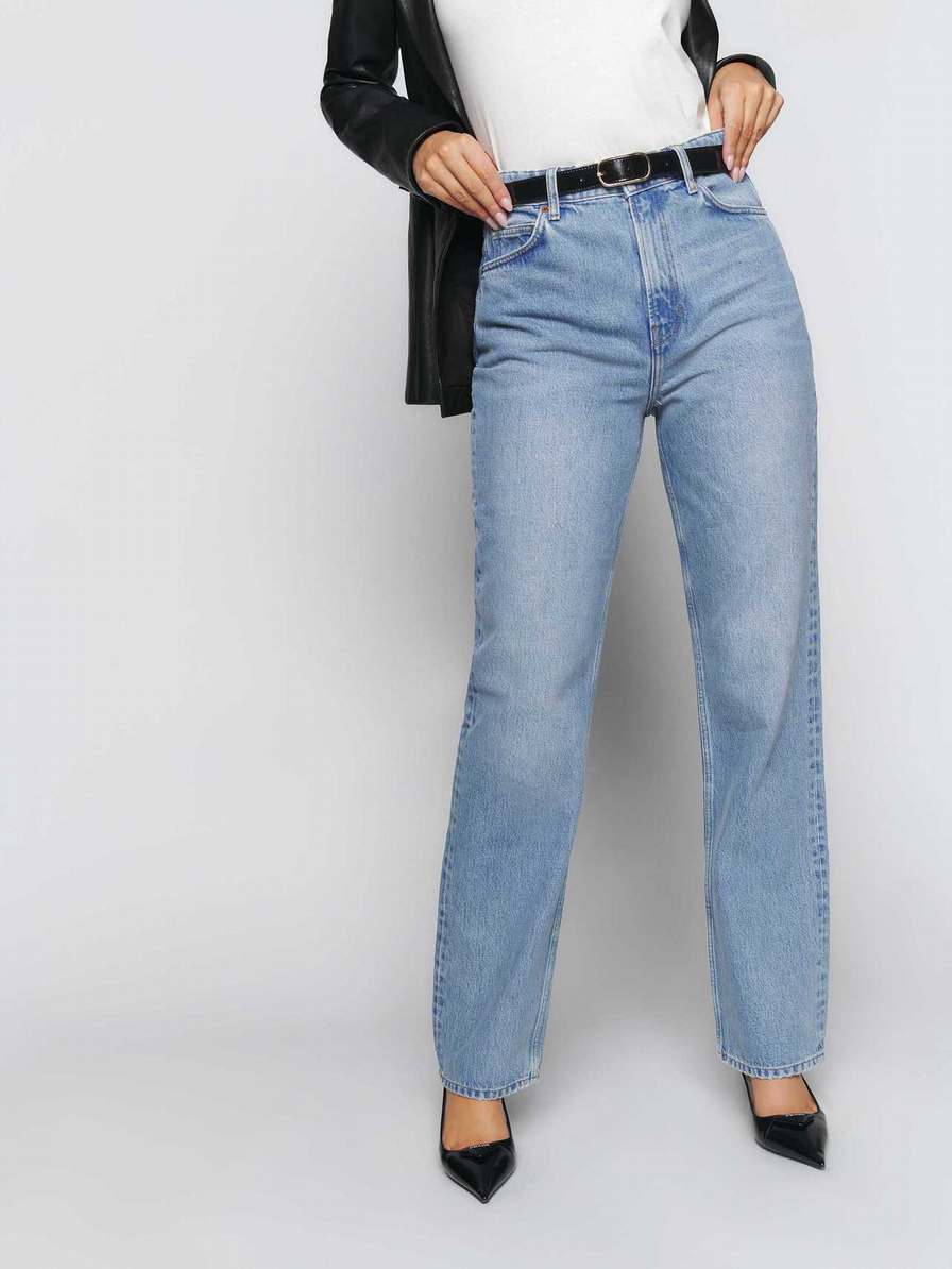 Women's Reformation Selena High Rise Relaxed Jeans Azure | USA-403582