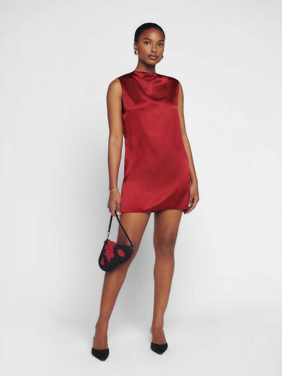 Women's Reformation Serina Silk Dress Red | USA-120753