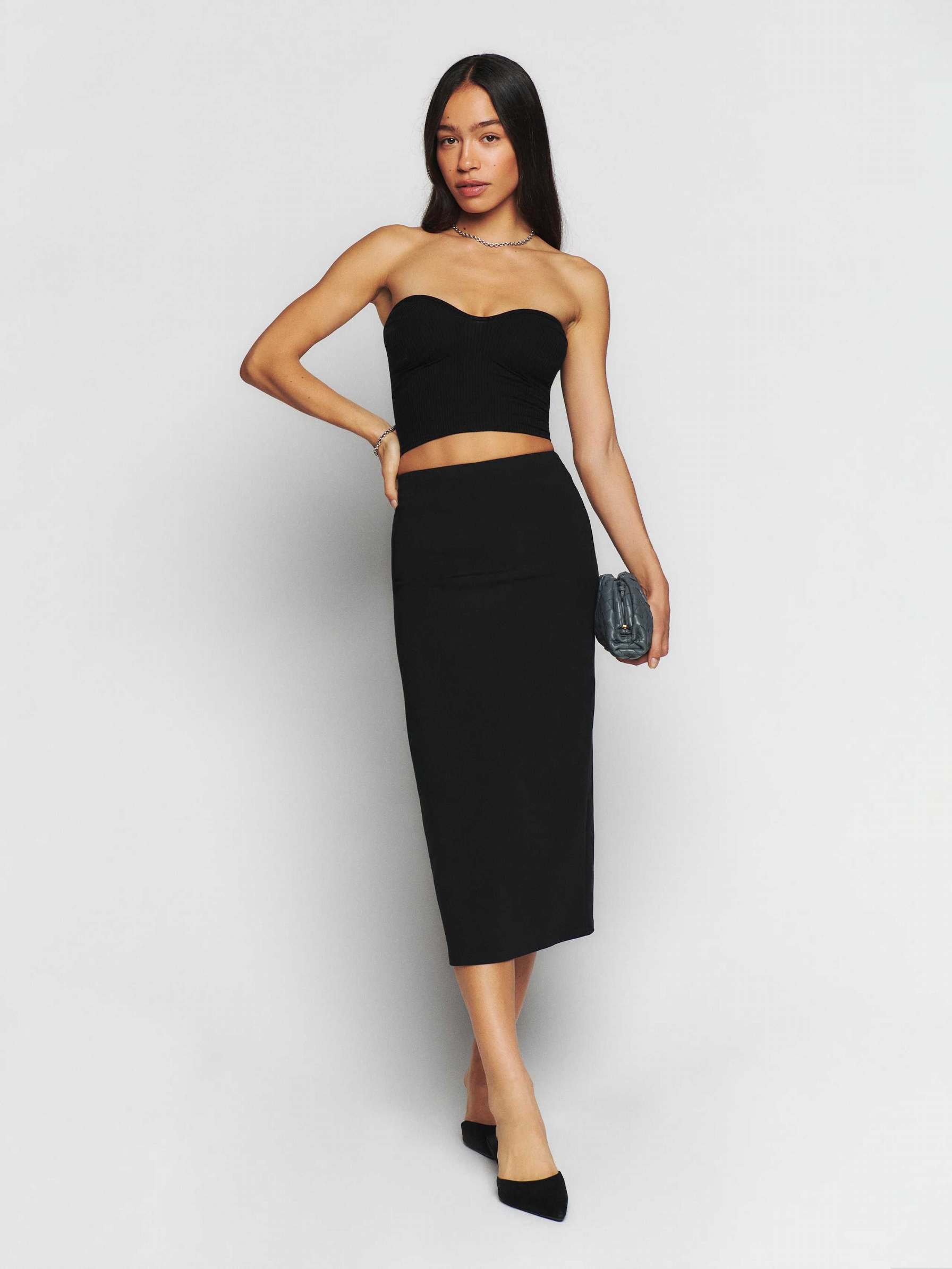 Women's Reformation Sienna Skirts Black | USA-0548273