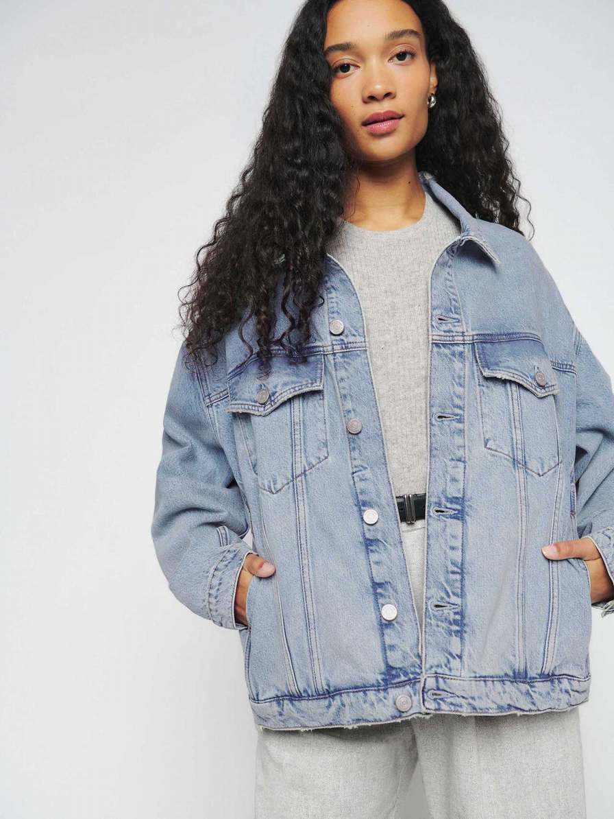 Women's Reformation Simone Oversized Jackets Light Blue | USA-820416