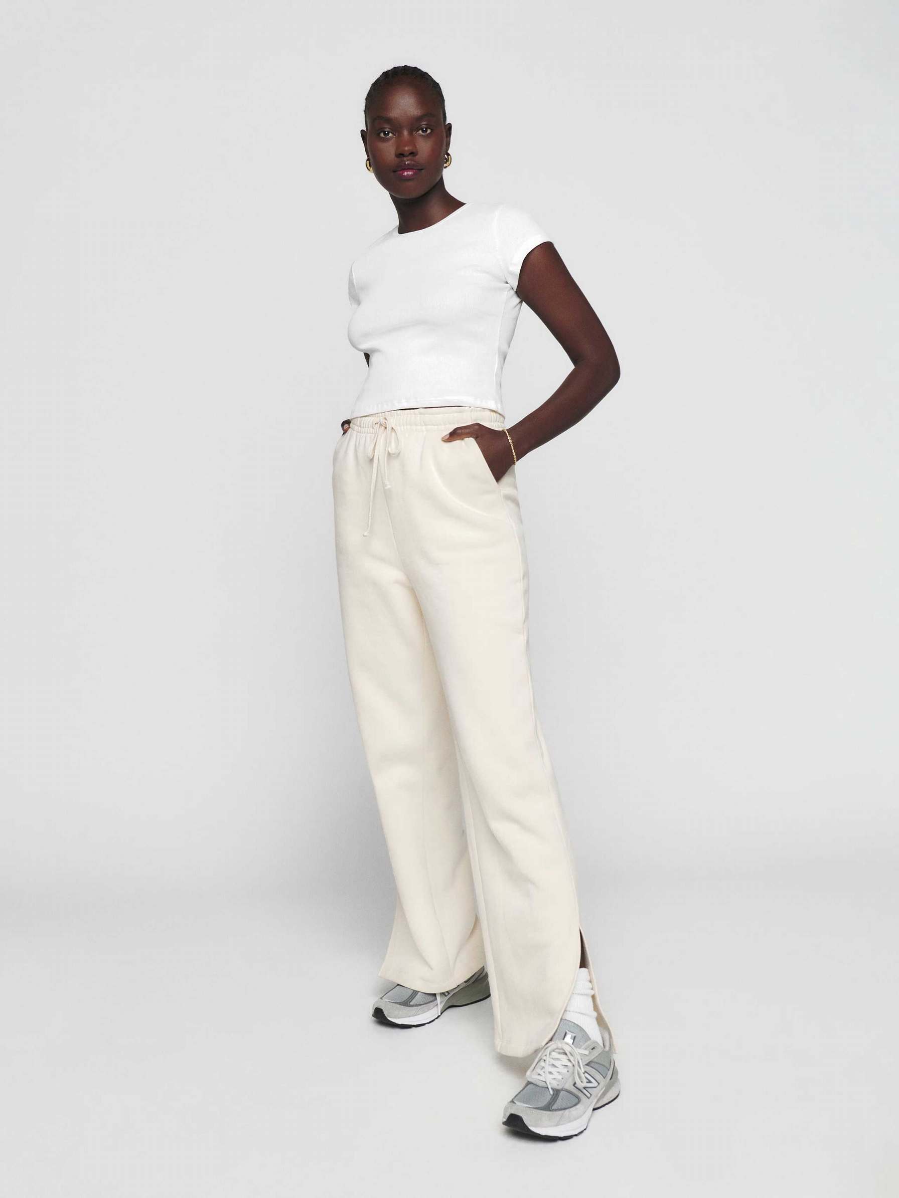 Women's Reformation Split Hem Pants White | USA-460731