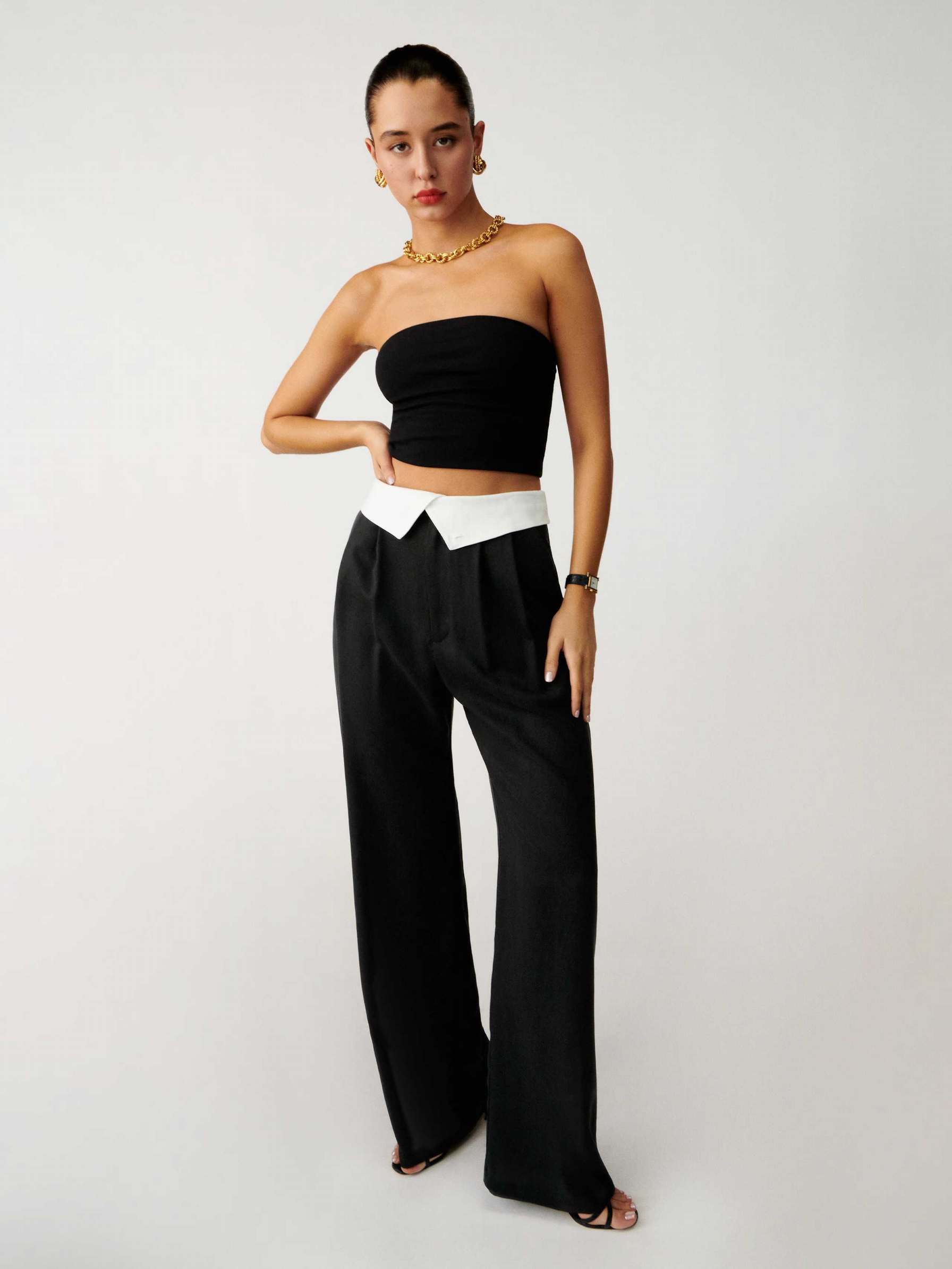 Women's Reformation Stevie Pants Black | USA-8632105