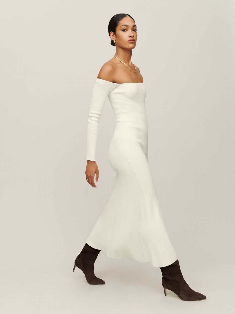 Women's Reformation Symone Cotton Dress White | USA-8530246