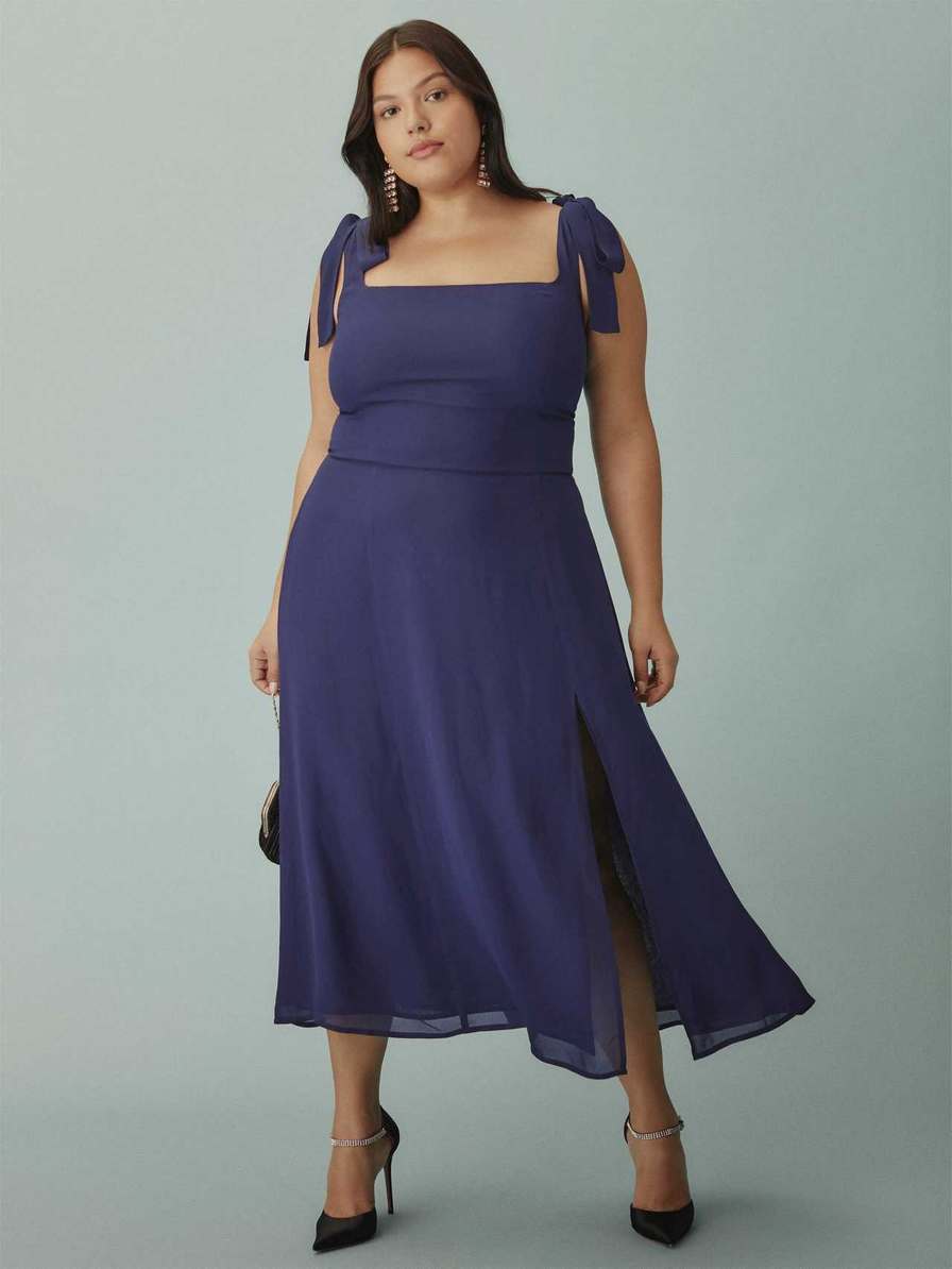 Women's Reformation Twilight Es Dress Navy | USA-236817