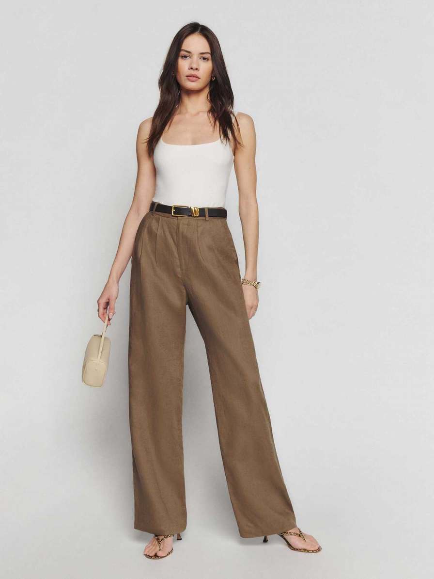 Women's Reformation Vesta Pants Light Brown | USA-680124