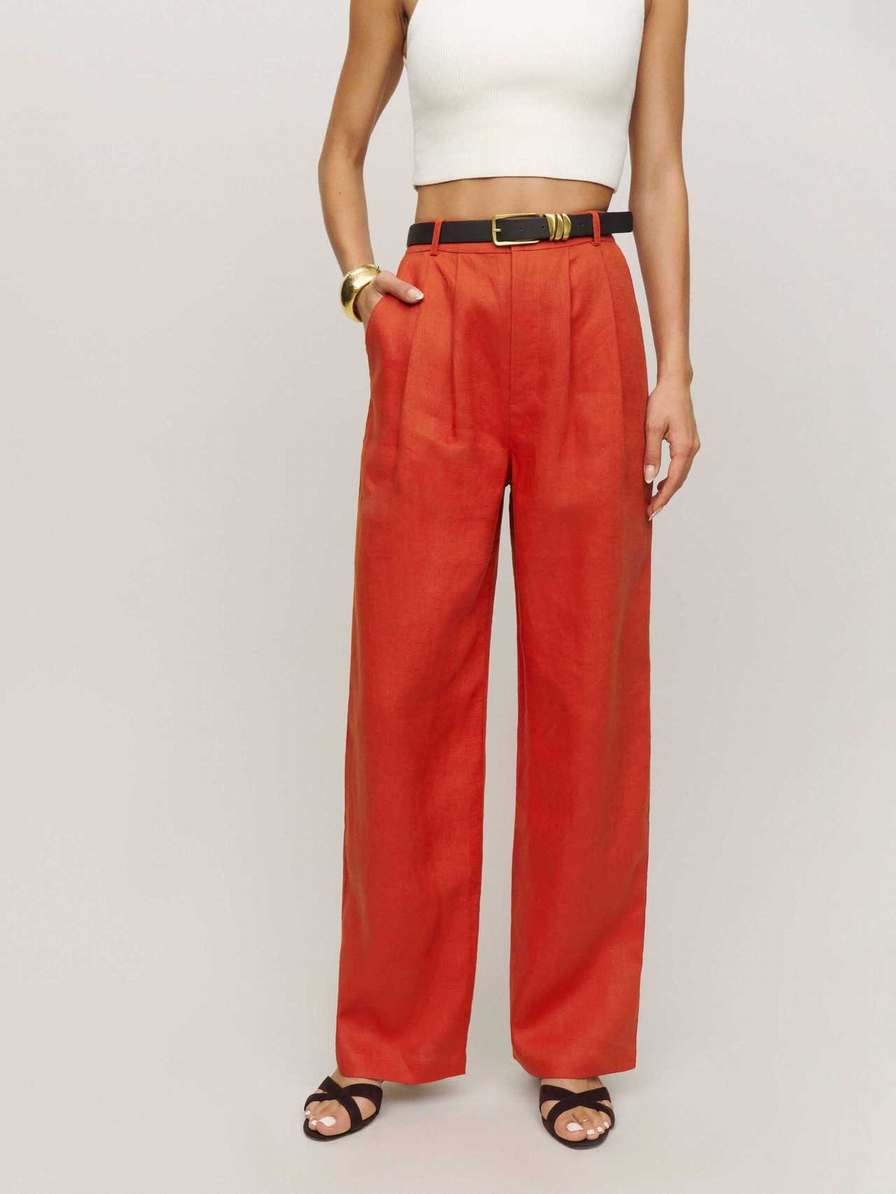 Women's Reformation Vesta Pants Orange | USA-185723