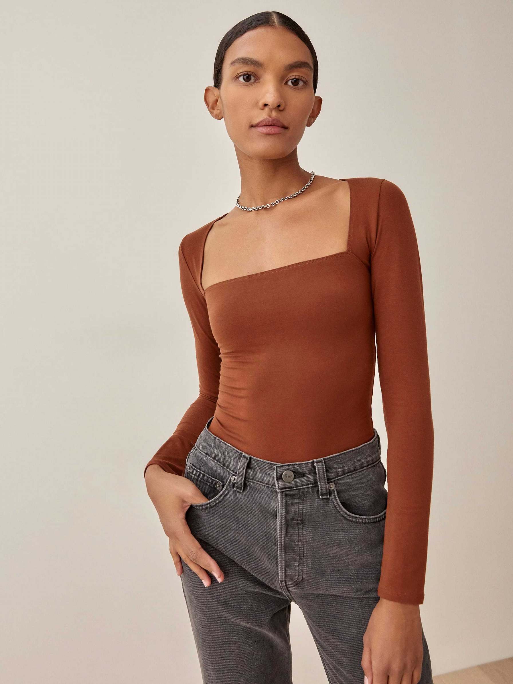 Women's Reformation Walter Knit Tops Brown | USA-520634