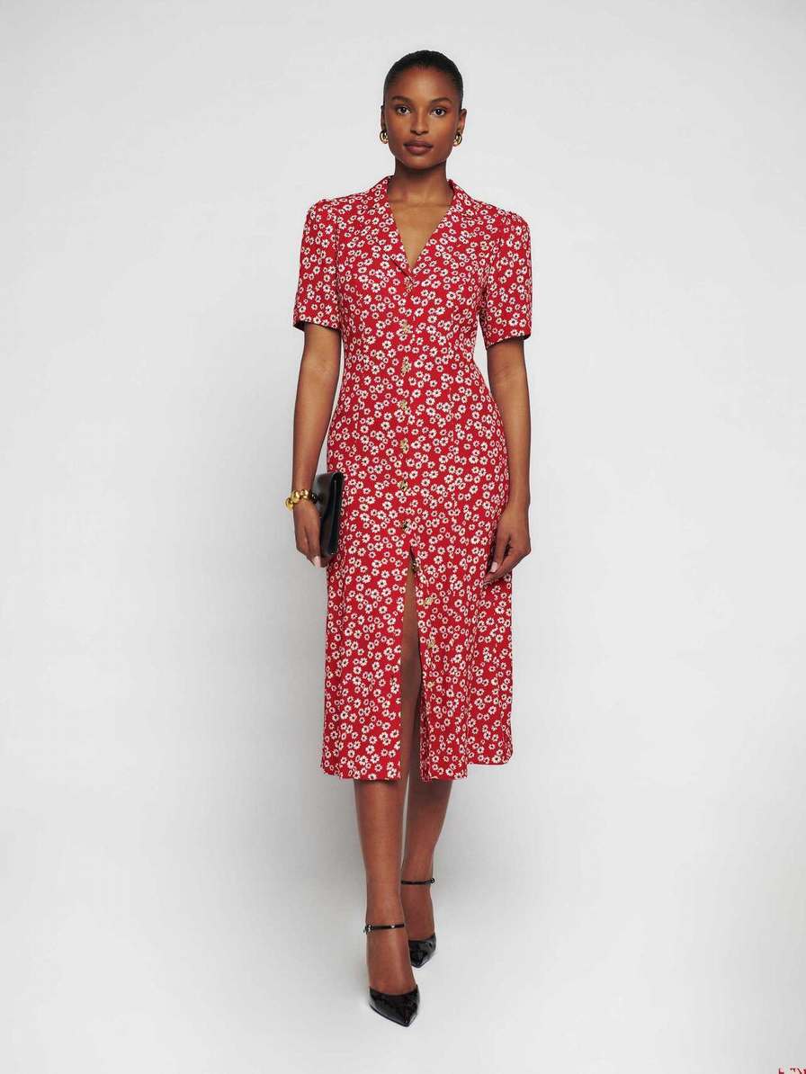 Women's Reformation Wilde Dress Red / Flower | USA-841763