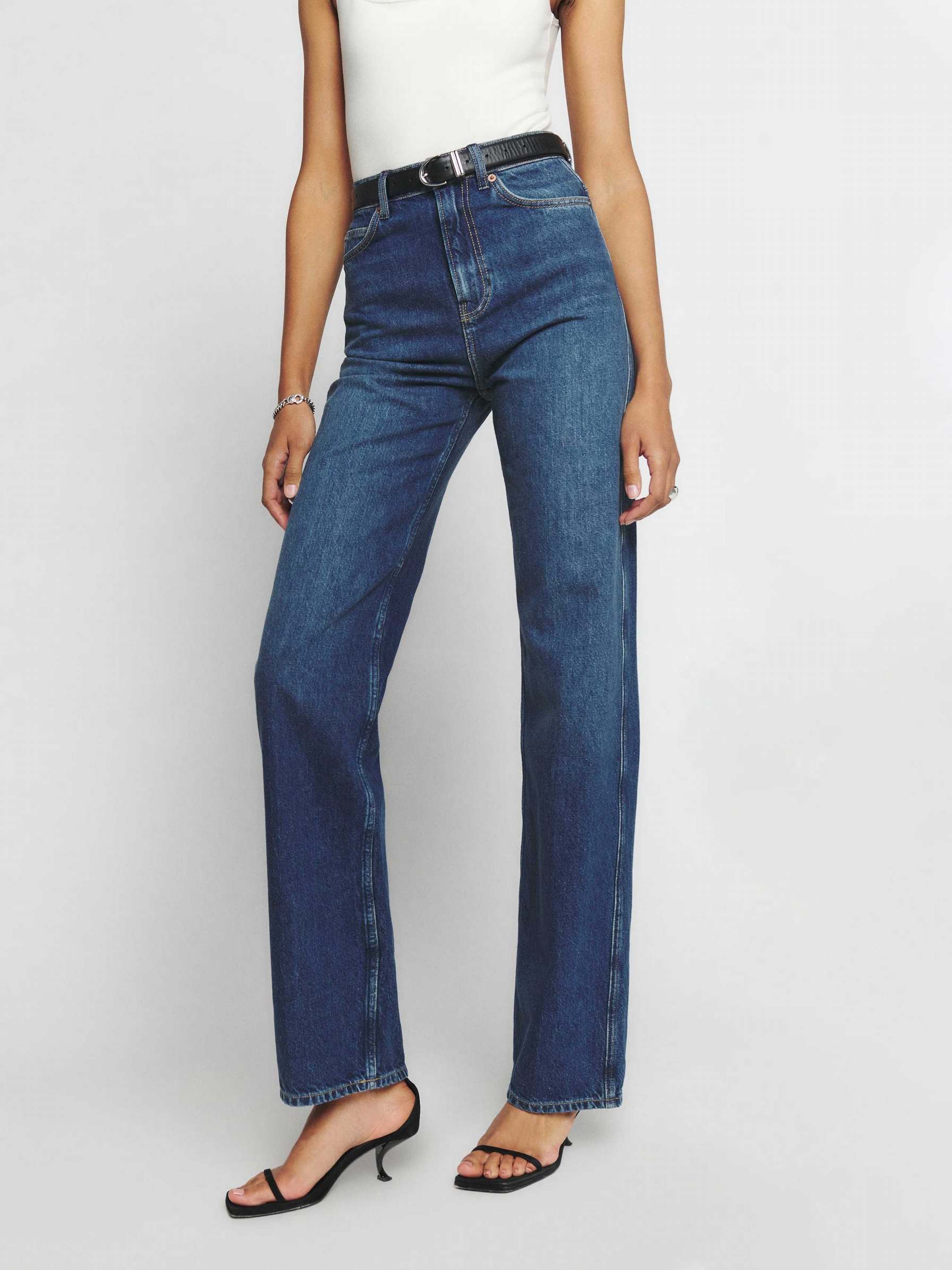 Women's Reformation Wilder High Rise Wide Leg Jeans Blue | USA-1750362