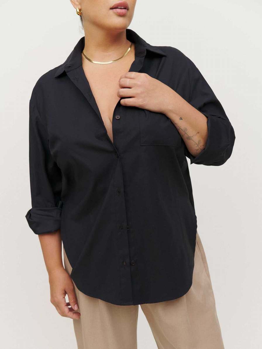 Women's Reformation Will Oversized Shirts Black | USA-826731