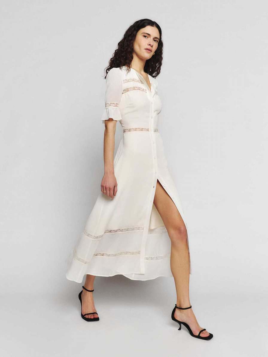 Women's Reformation Woodson Dress White | USA-5840211