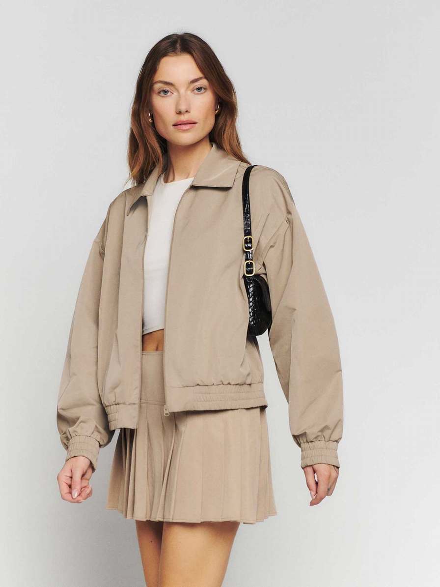 Women's Reformation Yvie Jackets Khaki | USA-753621