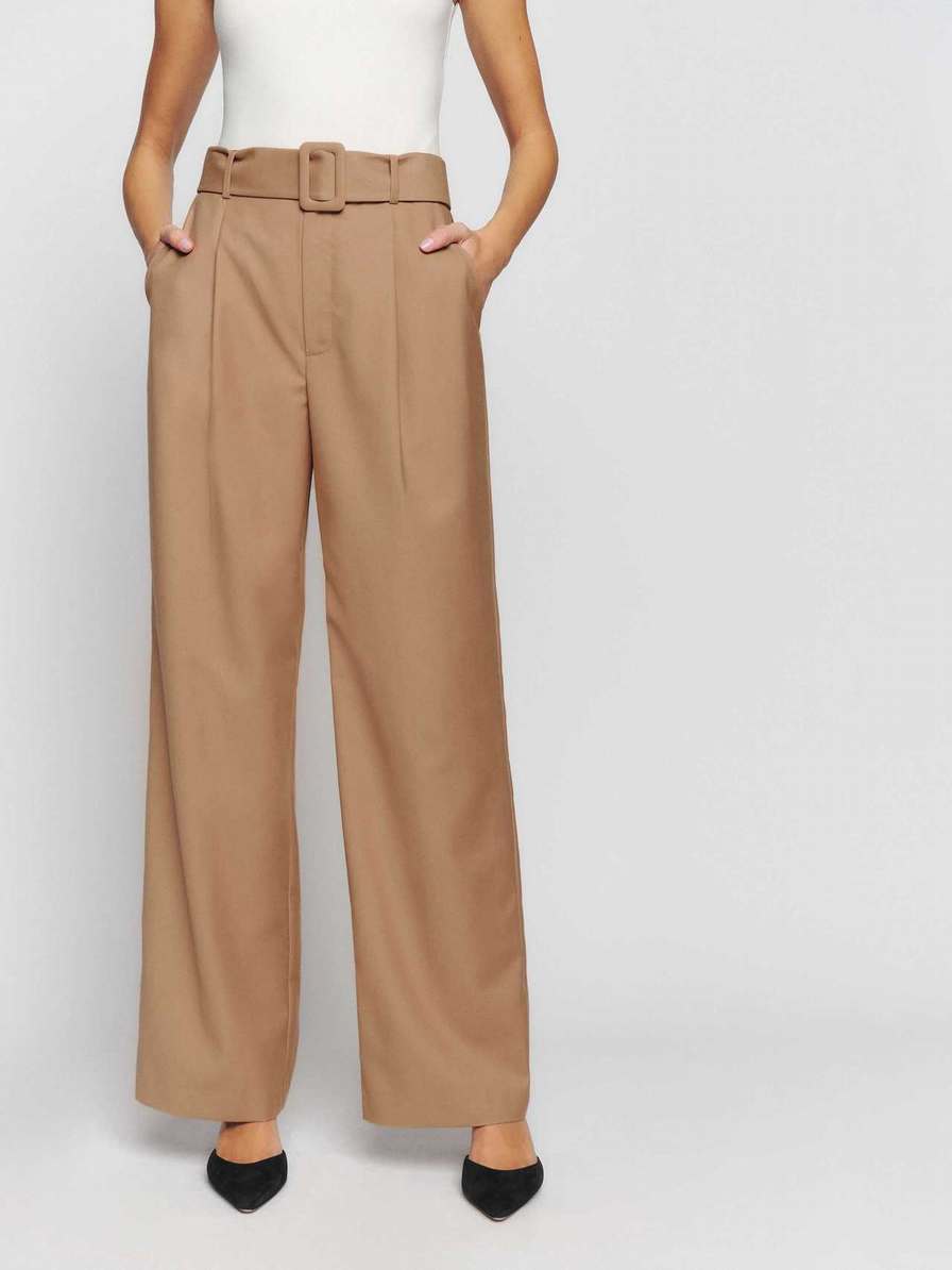 Women's Reformation Zion Pants Khaki | USA-103768