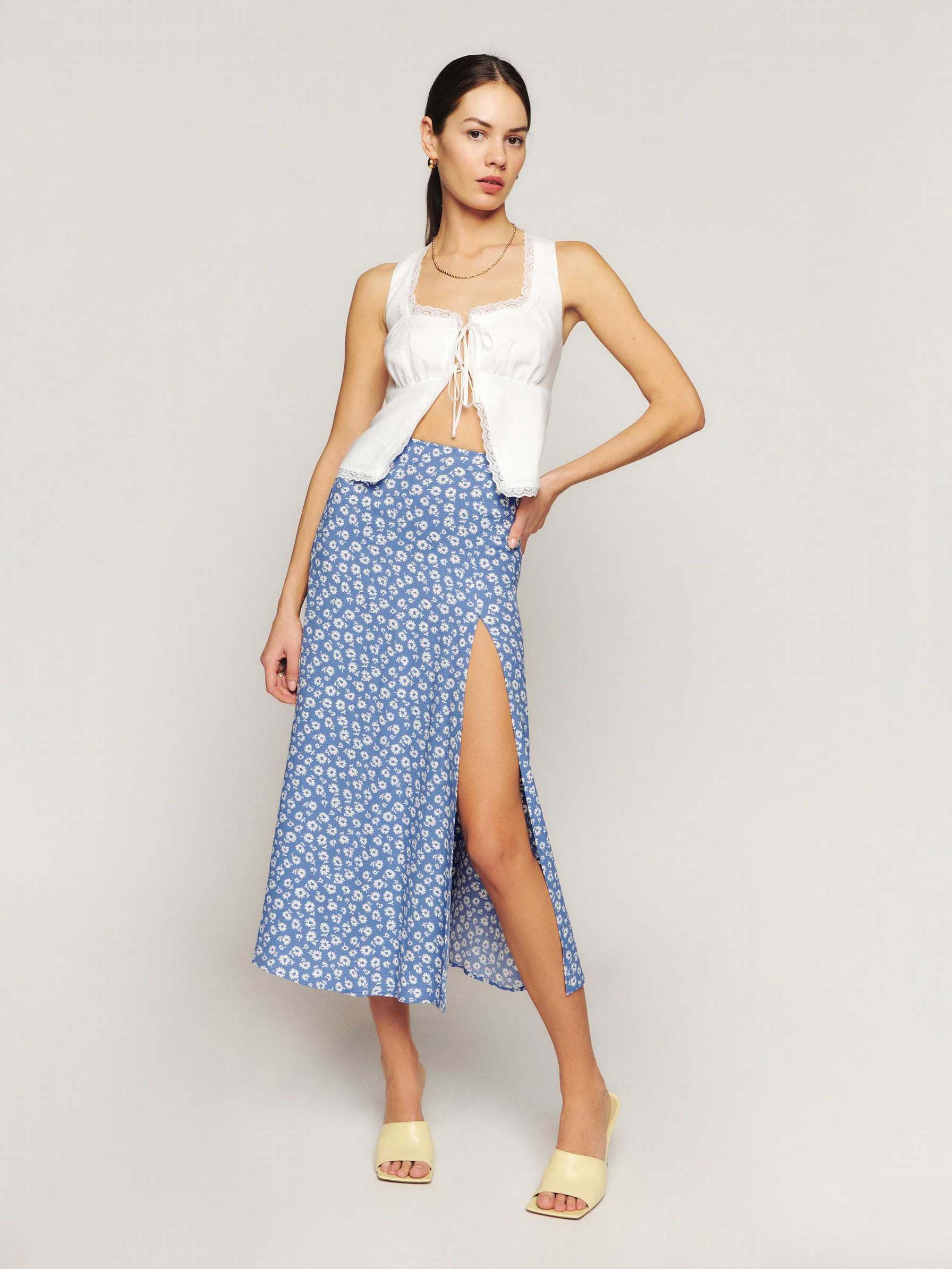 Women's Reformation Zoe Skirts Light Blue | USA-275416