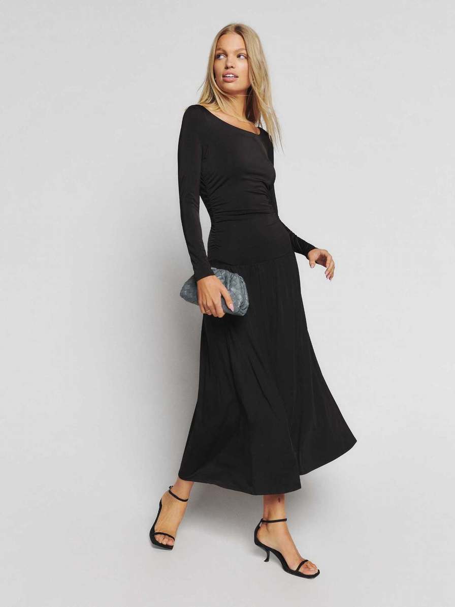 Women's Reformation Zumi Knit Dress Black | USA-658147